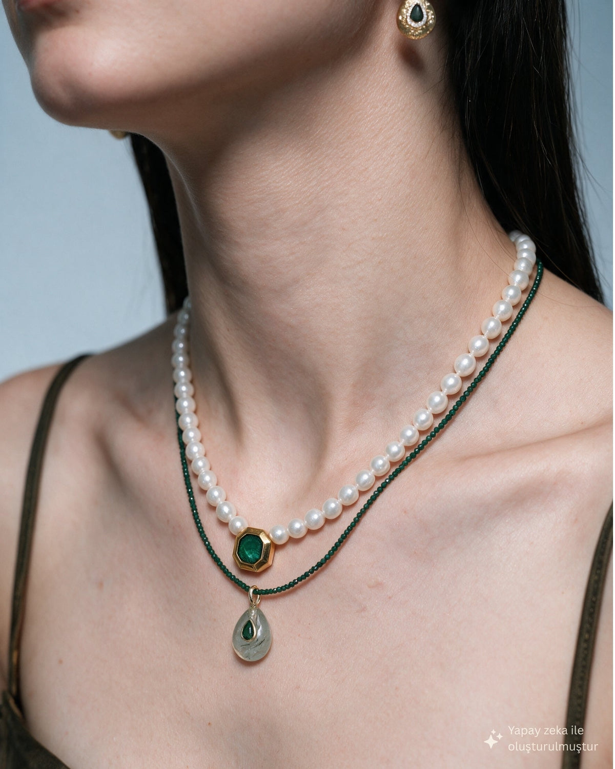 Colette Pearl Green Necklace
