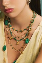 Berrin Özkan-Dancing Disco Malachite Sparkle Long Necklace-Kolye-2-fleurdirect.live