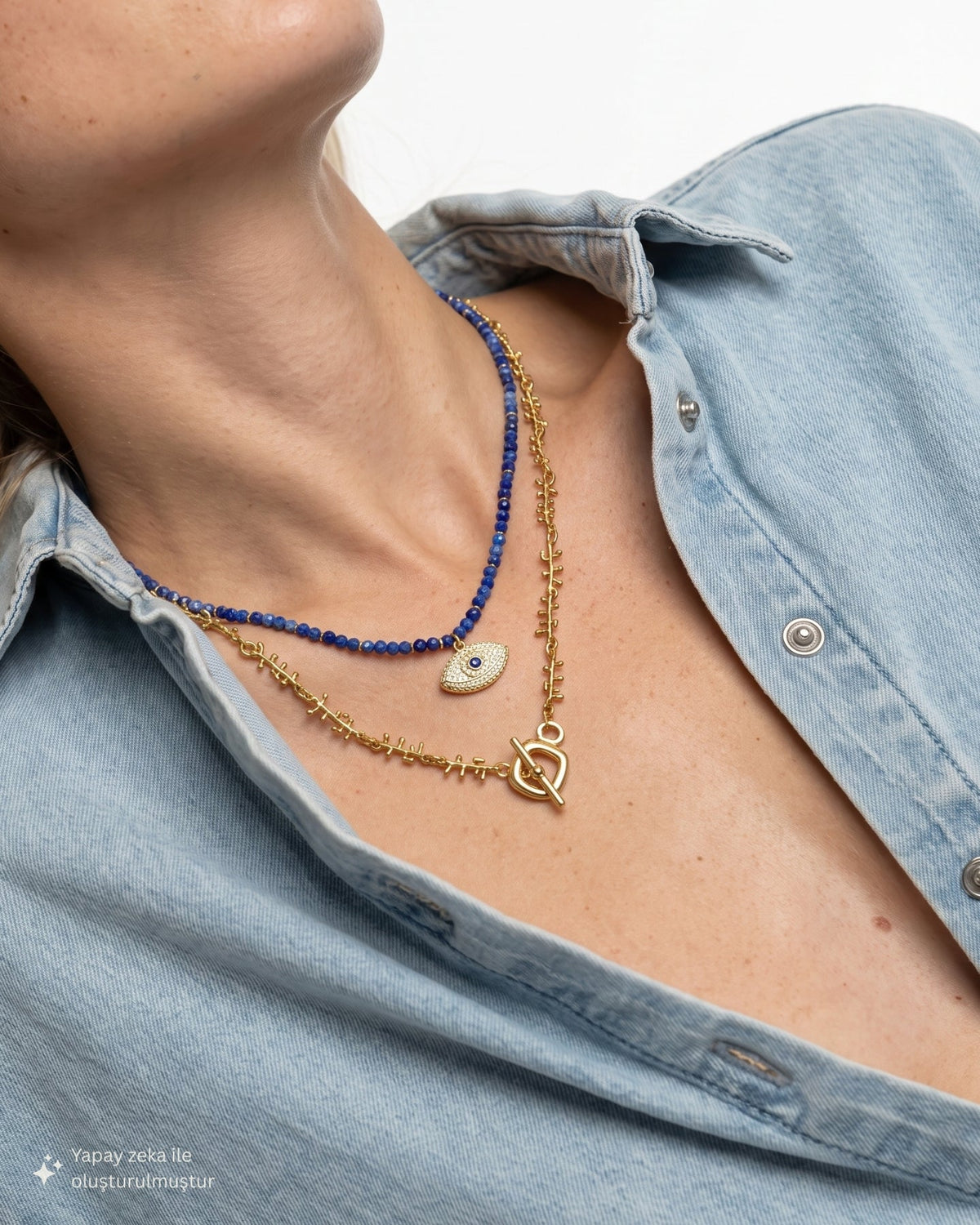 Lapis Gaze Evil Eye Necklace