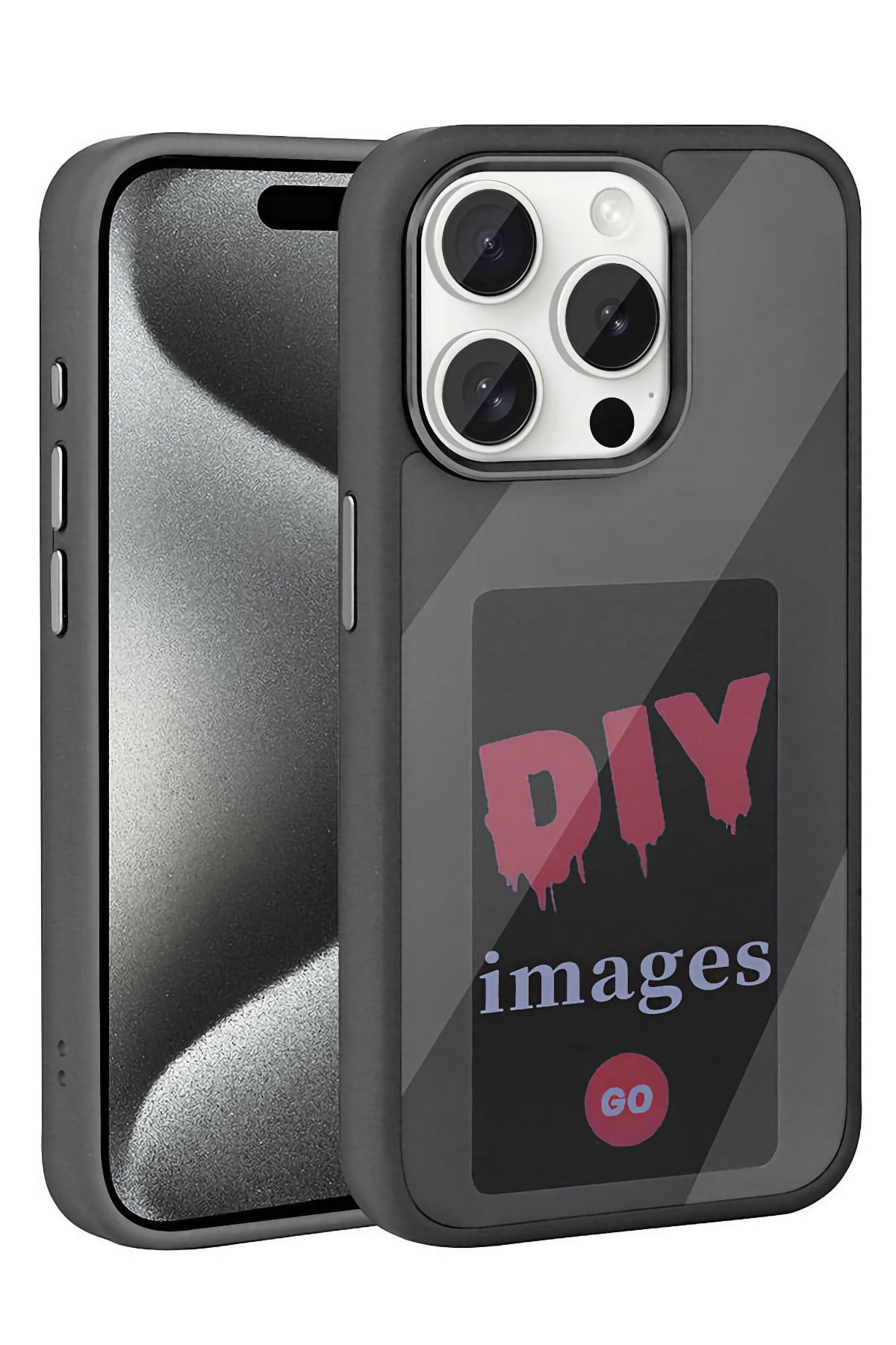 Apple Iphone 15 Pro Uyumlu Nfc Resim Yansıtmalı Kılıf Siyah