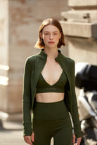 Birdiejay-Birdiesmooth Icon Mode Cropped Pilates Jacket Koyu Zeyti̇n Yeşi̇li̇ Crop Pilates Ceketi-Ceketler-4-fleurdirect.live