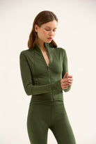 Birdiejay-Birdiesmooth Icon Mode Cropped Pilates Jacket Koyu Zeyti̇n Yeşi̇li̇ Crop Pilates Ceketi-Ceketler-5-fleurdirect.live