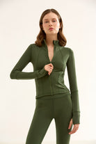 Birdiejay-Birdiesmooth Icon Mode Cropped Pilates Jacket Koyu Zeyti̇n Yeşi̇li̇ Crop Pilates Ceketi-Ceketler-9-fleurdirect.live