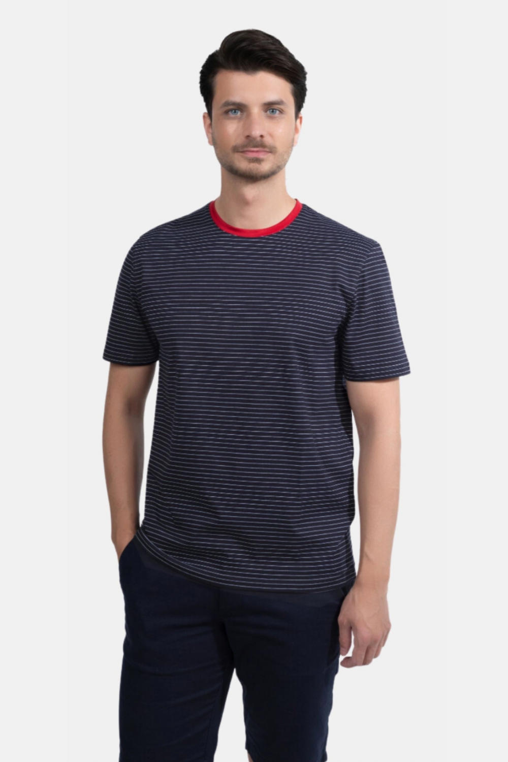 Blinky London-Çizgili Bisiklet Yaka T-shirt-T-Shirts-1-fleurdirect.live