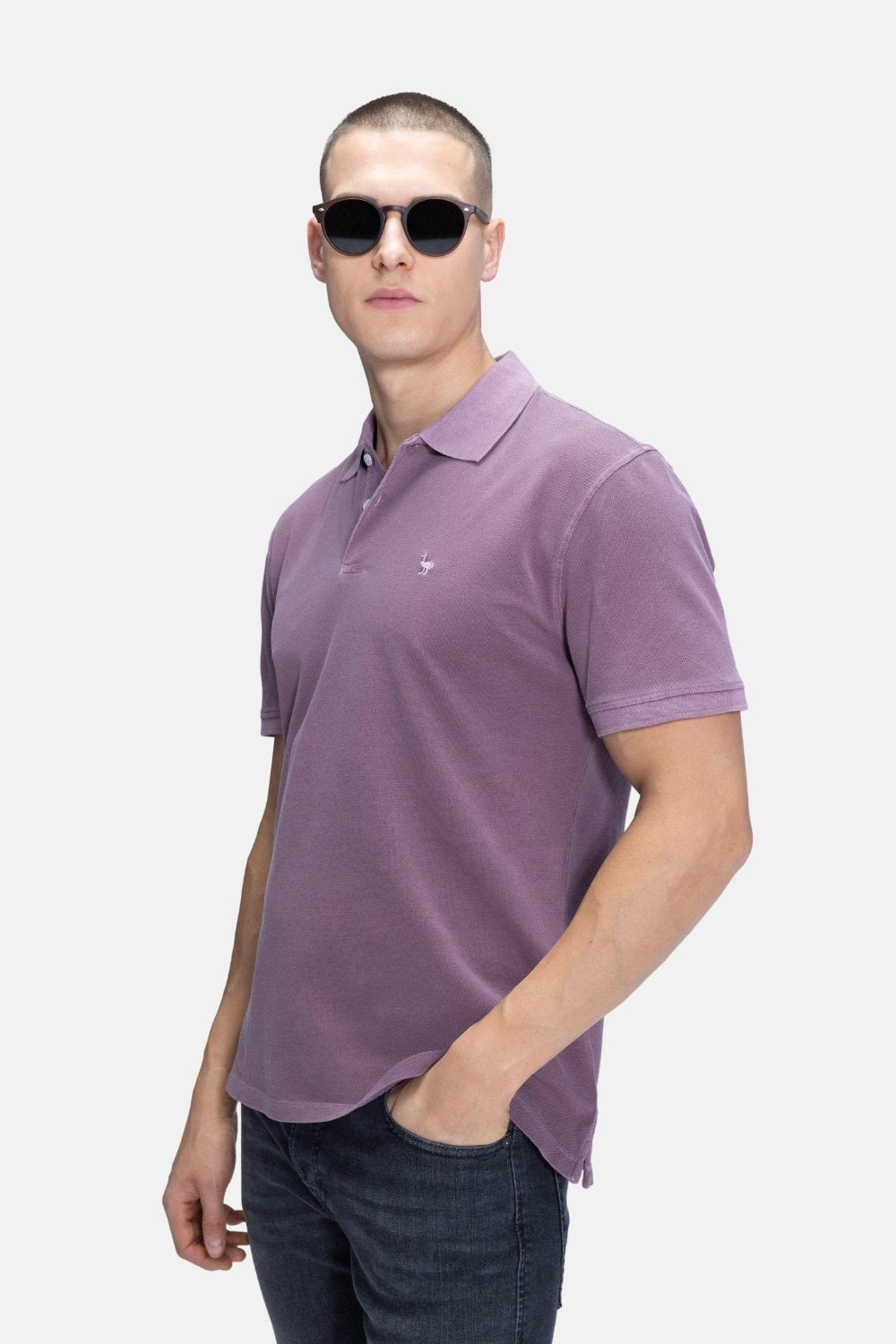 Blinky London-Parça Boya Polo Yaka Mor T-shirt-T-Shirts-1-fleurdirect.live