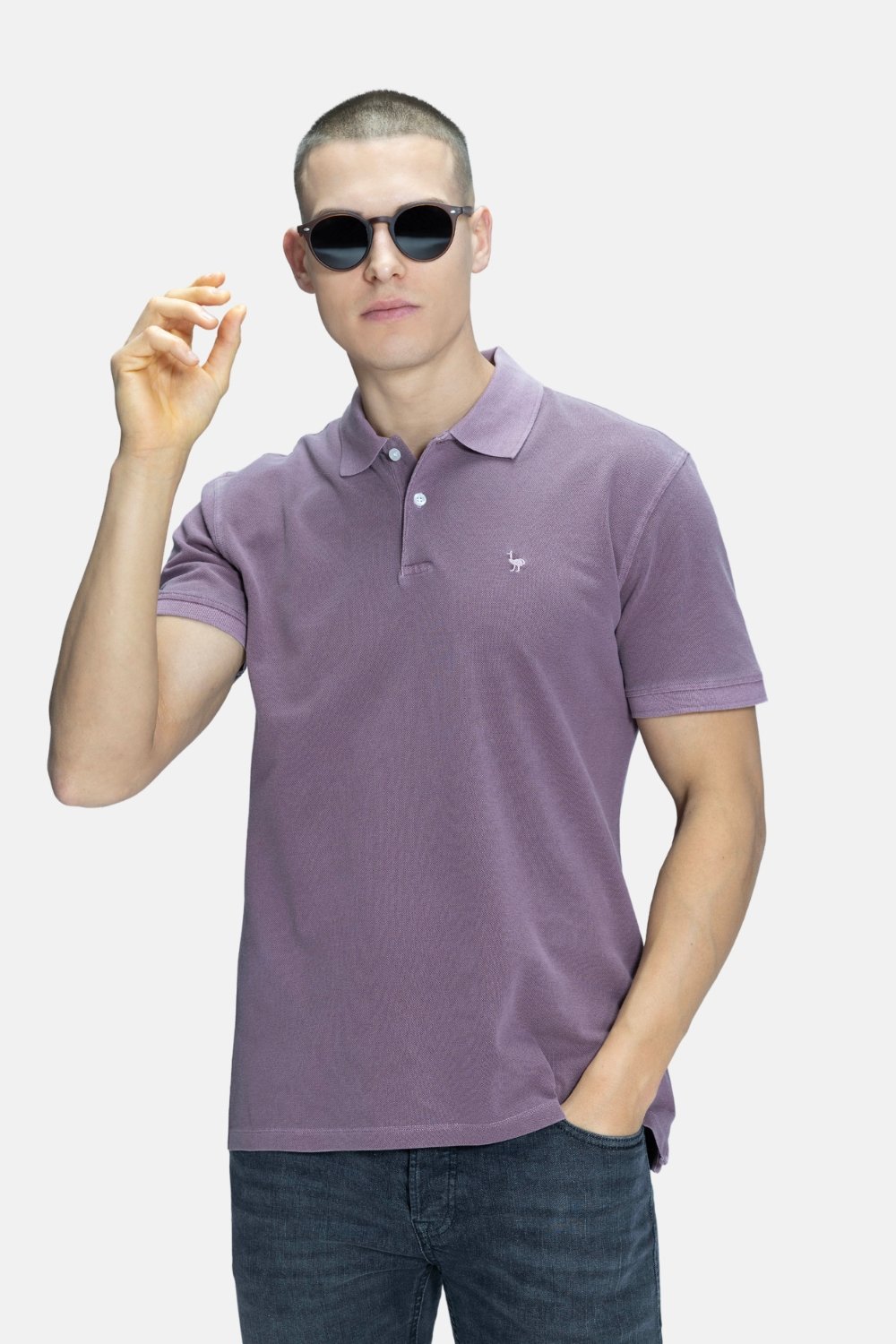 Blinky London-Parça Boya Polo Yaka Mor T-shirt-T-Shirts-2-fleurdirect.live