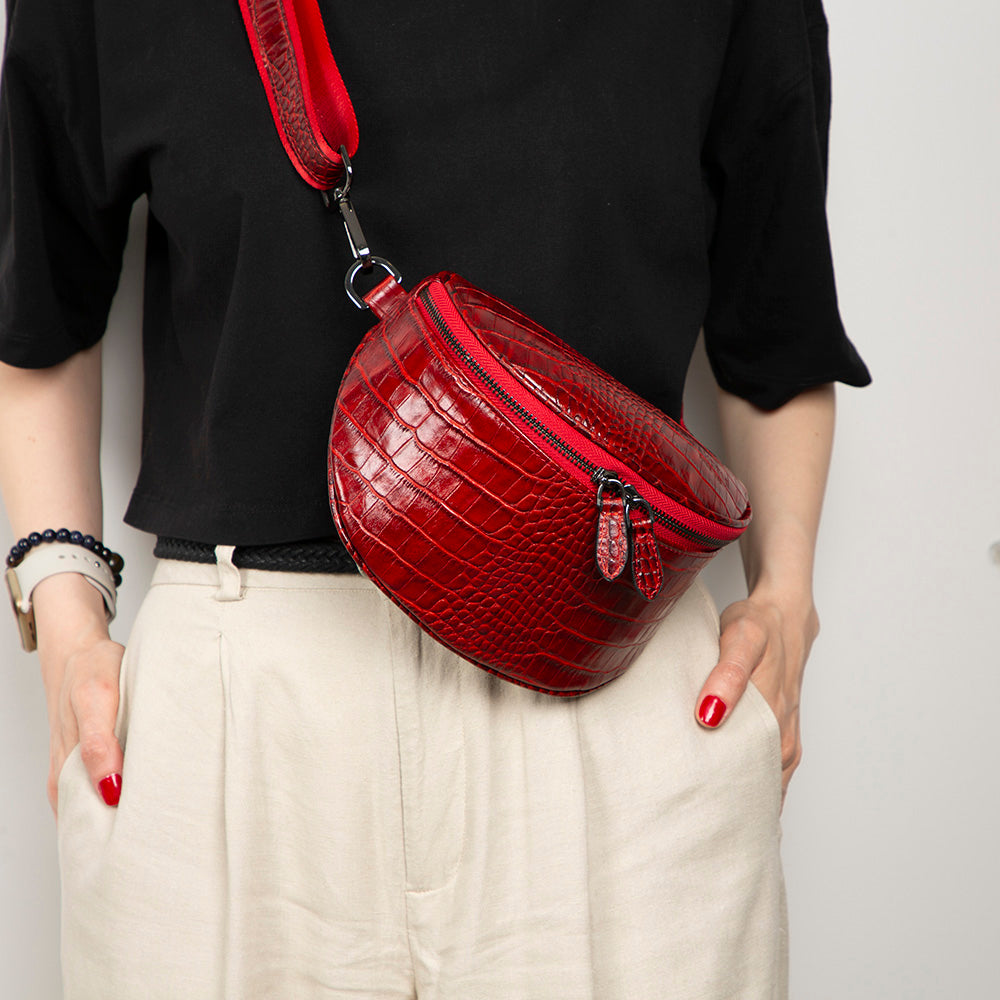Bloominbag-Alora Verdant Croc Deri Bel çantası-2-fleurdirect.live