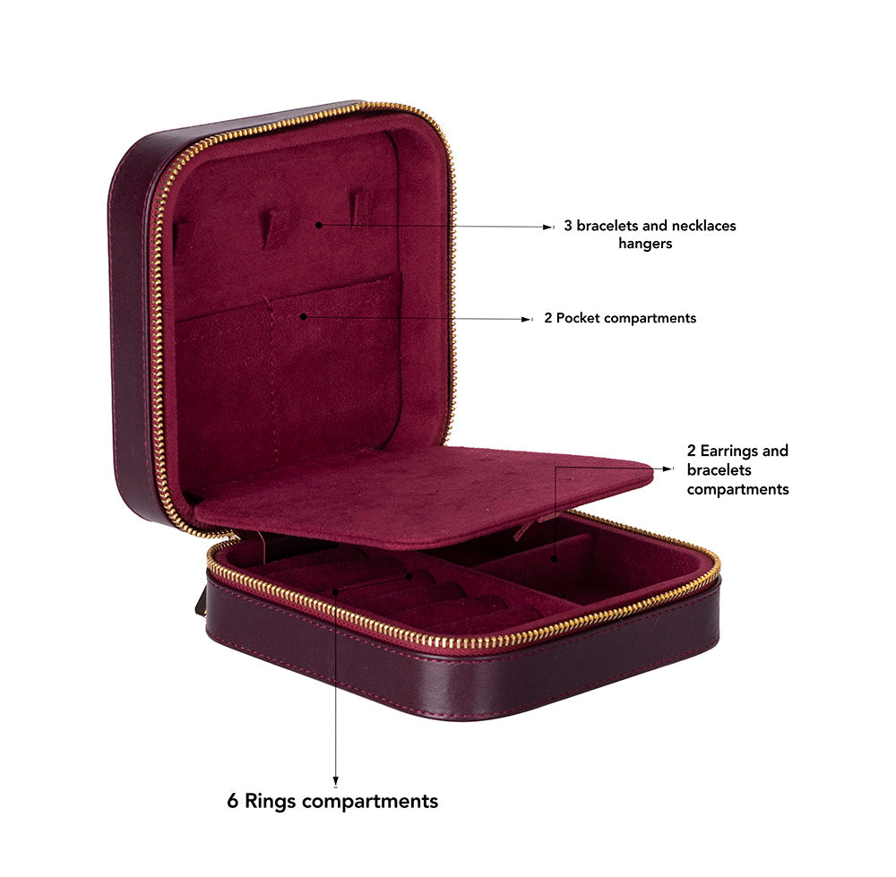 Bloominbag-Amanda Burgundy Bloom Grande Gerçek Deri Takı & Mücevher Kutusu-4-fleurdirect.live