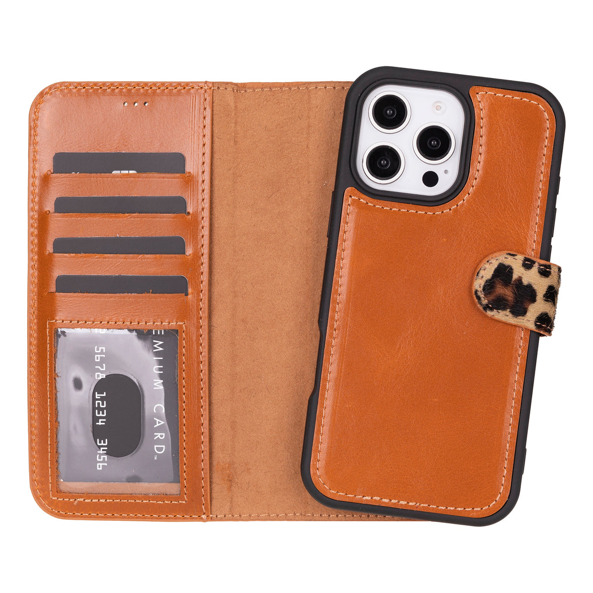 Bloominbag-Bloom Case Apple I Phone 16 Pro Max – Leopard Hakiki Deri Cüzdanlı Telefon Kılıfı-1-fleurdirect.live