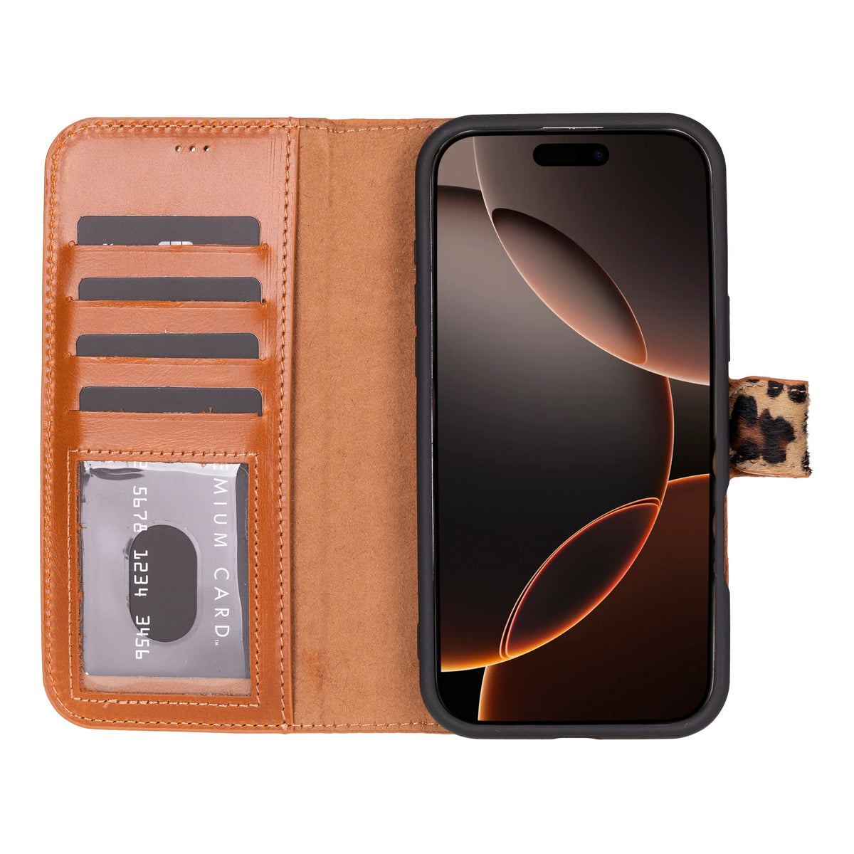 Bloominbag-Bloom Case Apple I Phone 16 Pro Max – Leopard Hakiki Deri Cüzdanlı Telefon Kılıfı-2-fleurdirect.live