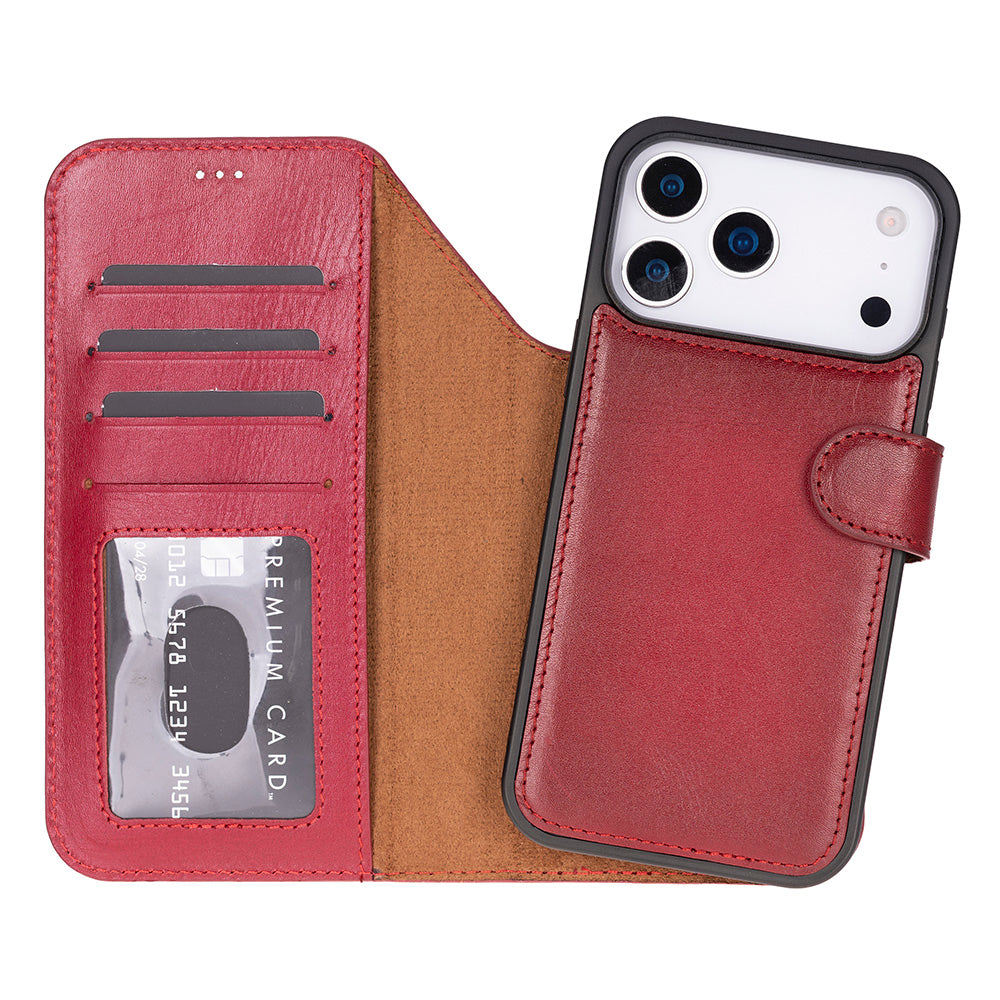 Bloominbag-Bloom Case Magic Apple I Phone 17 Pro Max(6.9") Crimson Flame Ayrılabilir Hakiki Deri Cüzdanlı Telefon Kılıfı-1-fleurdirect.live