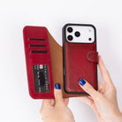 Bloominbag-Bloom Case Magic Apple I Phone 17 Pro Max(6.9") Crimson Flame Ayrılabilir Hakiki Deri Cüzdanlı Telefon Kılıfı-2-fleurdirect.live