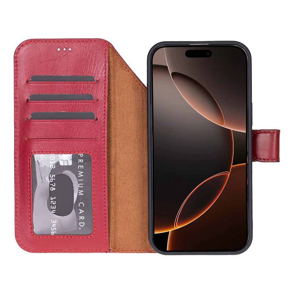 Bloominbag-Bloom Case Magic Apple I Phone 17 Pro Max(6.9") Crimson Flame Ayrılabilir Hakiki Deri Cüzdanlı Telefon Kılıfı-5-fleurdirect.live