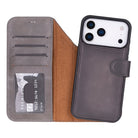 Bloominbag-Bloom Case Magic Wallet Ash Gray Apple I Phone 17 Pro (6.3") Hakiki Deri çıkarılabilir Cüzdanlı Telefon Kılıfı-1-fleurdirect.live