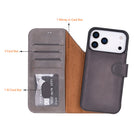 Bloominbag-Bloom Case Magic Wallet Ash Gray Apple I Phone 17 Pro (6.3") Hakiki Deri çıkarılabilir Cüzdanlı Telefon Kılıfı-3-fleurdirect.live