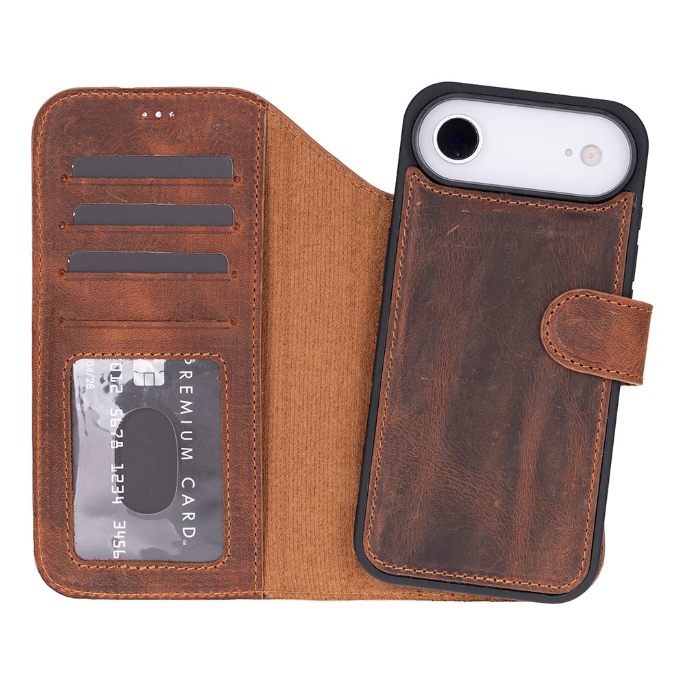 Bloominbag-Bloom Case Magic Wallet Mahogany Saddle Hakiki Deri I Phone 17 Air(6.5") Cüzdanlı Telefon Kılıfı-1-fleurdirect.live