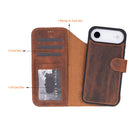 Bloominbag-Bloom Case Magic Wallet Mahogany Saddle Hakiki Deri I Phone 17 Air(6.5") Cüzdanlı Telefon Kılıfı-3-fleurdirect.live