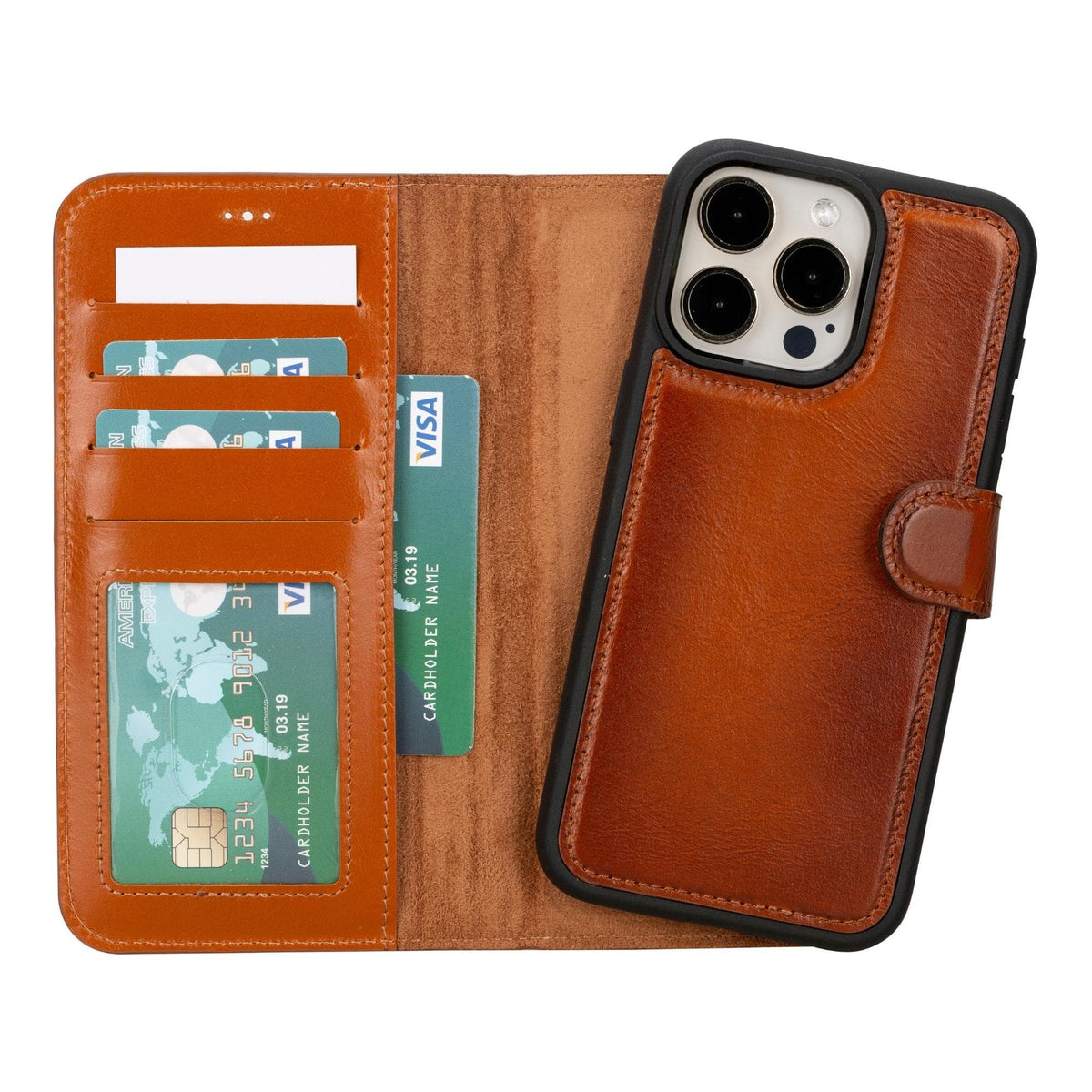 Magic Iphone 15 Plus Detachable Leather Wallet Case