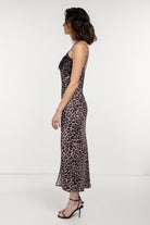 Boneqa Barcelona-Dantel Detaylı Leopar Elbise-Elbise-5-fleurdirect.live