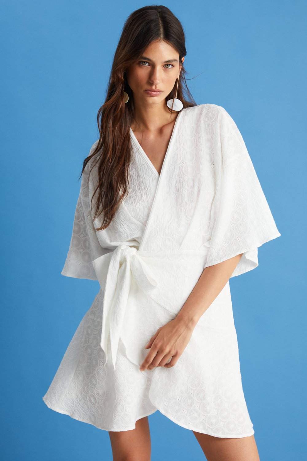Boneqa Barcelona-Ekru Kimono Elbise-Elbise-5-fleurdirect.live