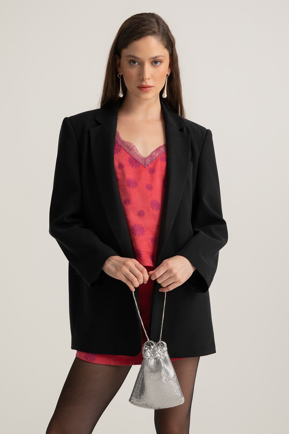 Boneqa Barcelona-Siyah Tek Düğmeli Blazer Ceket-Ceket-2-fleurdirect.live
