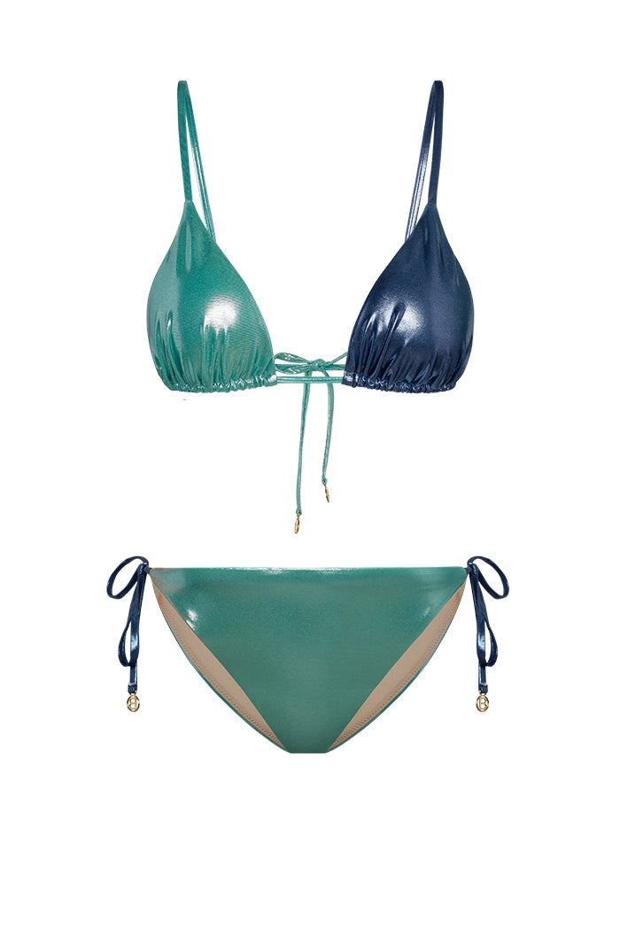 Bonesta-Amargosa Shiny Aqua And Royal Blue Çift Renk Üçgen Bikini Takımı-Bikini & Mayo-1-fleurdirect.live