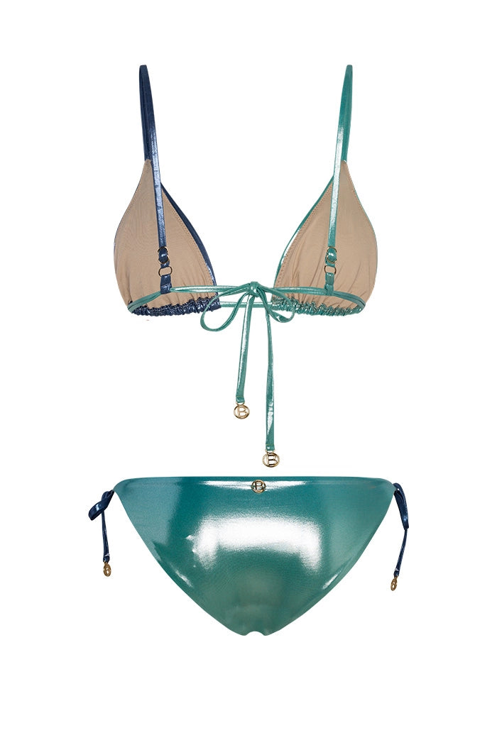 Bonesta-Amargosa Shiny Aqua And Royal Blue Çift Renk Üçgen Bikini Takımı-Bikini & Mayo-2-fleurdirect.live