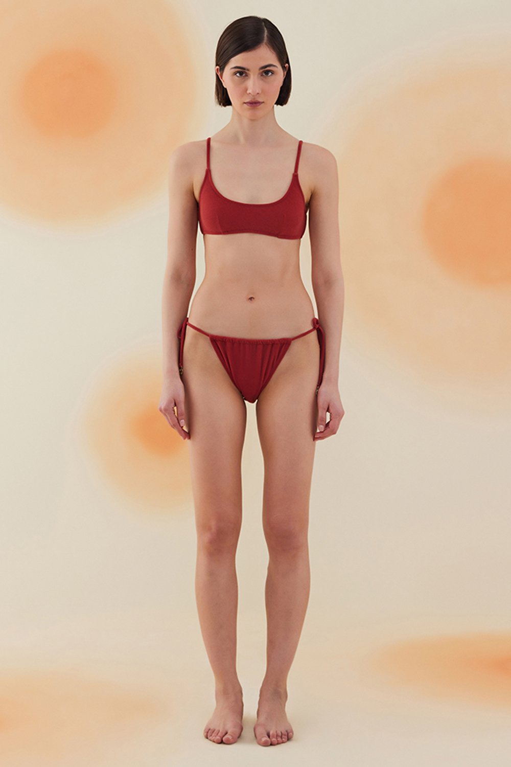 Bonesta-Blaze Burgundy Terry Kare Yaka Askılı Bikini Takımı-Bikini & Mayo-1-fleurdirect.live