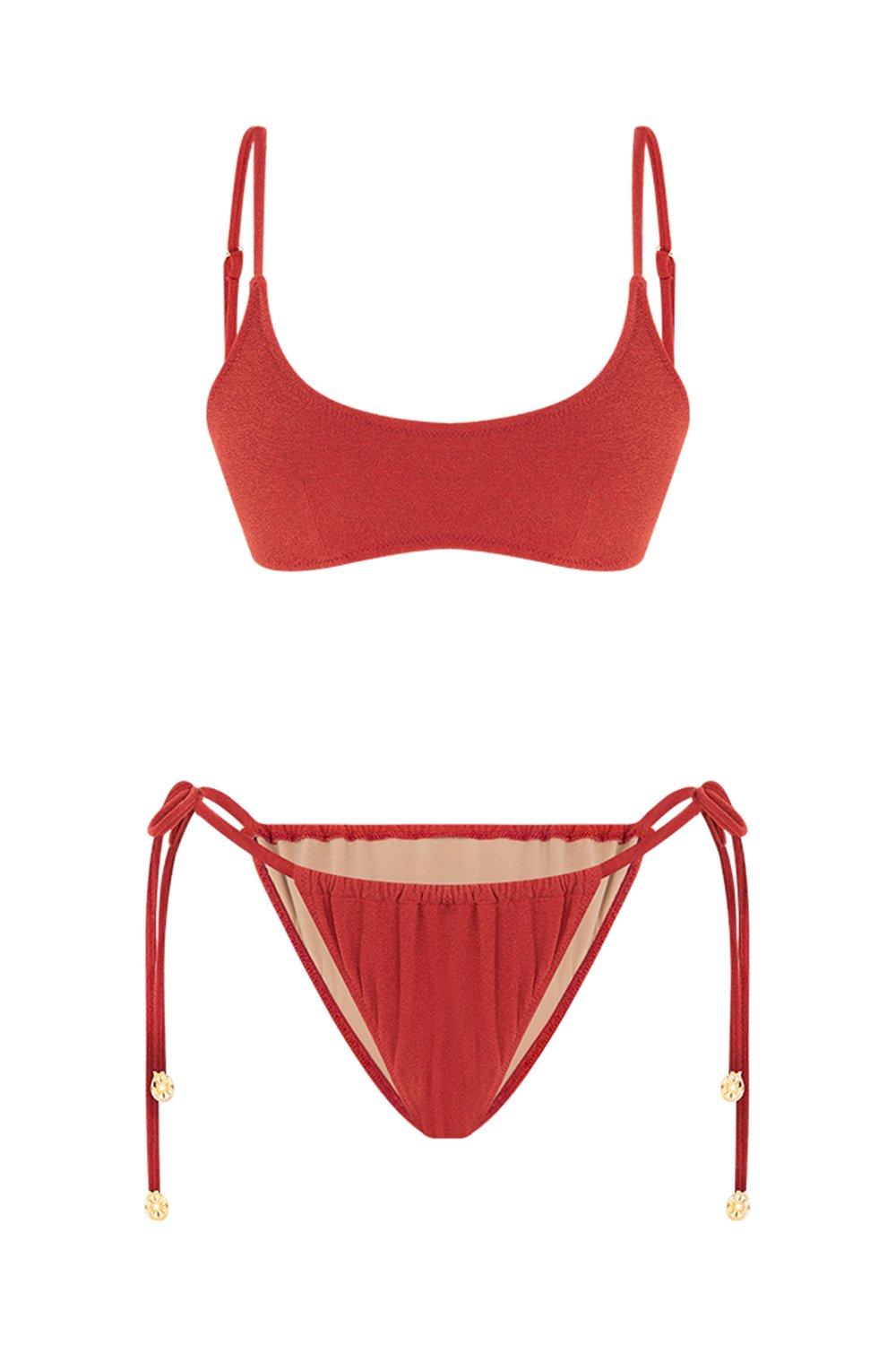 Bonesta-Blaze Burgundy Terry Kare Yaka Askılı Bikini Takımı-Bikini & Mayo-6-fleurdirect.live