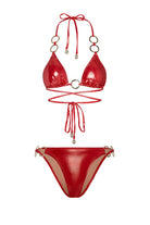 Bonesta-Escalante Shiny Crimson Red Halka Aksesuarlı Üçgen Bikini Takımı-Bikini & Mayo-4-fleurdirect.live