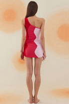 Bonesta-Meska Fuchsia, Cotton Candy And Cherry Red Terry Tek Omuz-Elbise-3-fleurdirect.live