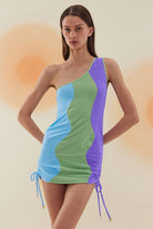 Bonesta-Meska Pistachio Green, Sky Blue And Mauve Purple Terry Tek Omuz-Elbise-2-fleurdirect.live