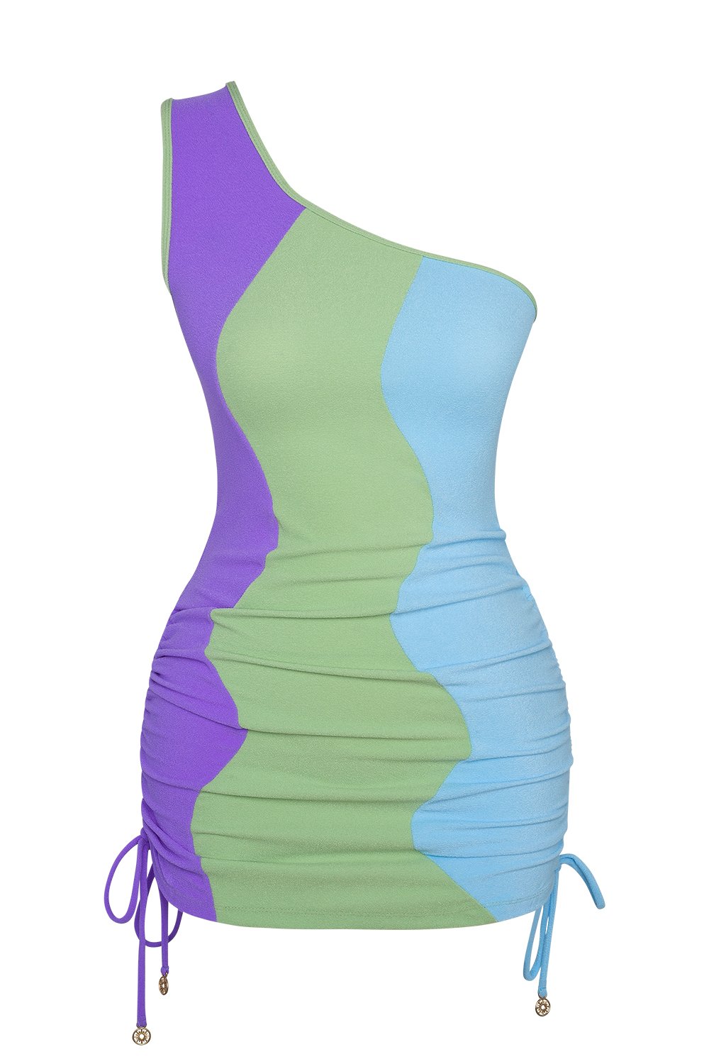 Bonesta-Meska Pistachio Green, Sky Blue And Mauve Purple Terry Tek Omuz-Elbise-5-fleurdirect.live