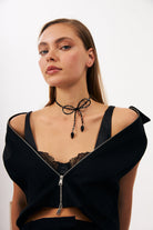 Bonette-Fiyonque Choker Jet-Kolye-3-fleurdirect.live