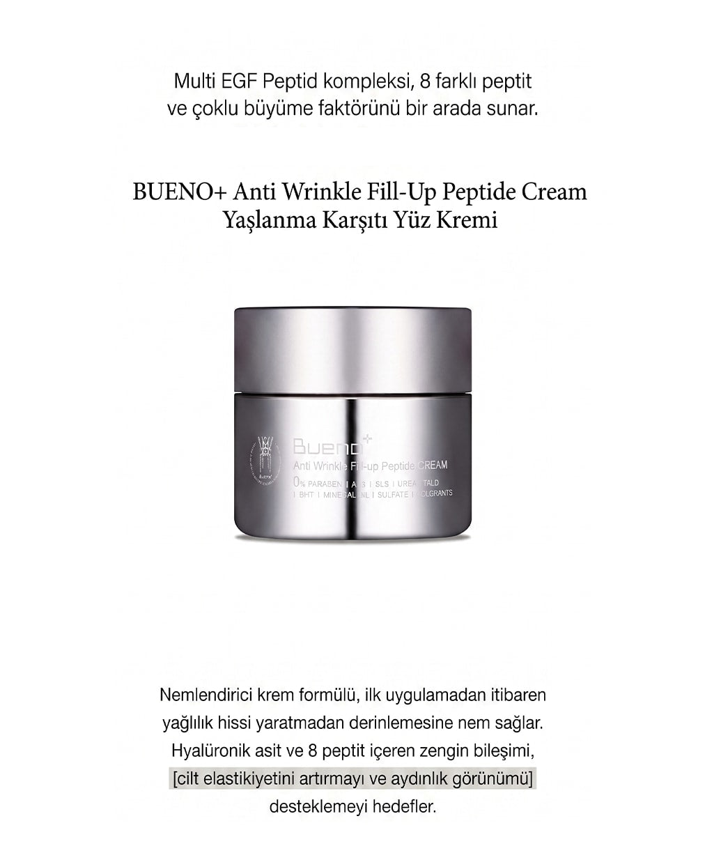 Bueno+ Anti Wrinkle Fill-Up Peptide Cream - Yaşlanma Karşıtı Yüz Kremi 80 Gr