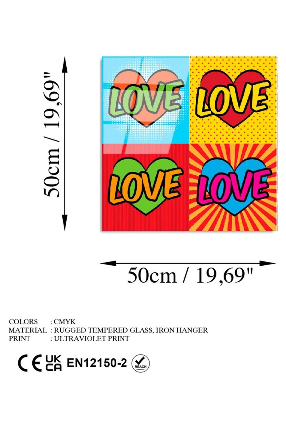 Uv Baskılı Cam Duvar Tablosu, Kare - 50x50 Cm - 5