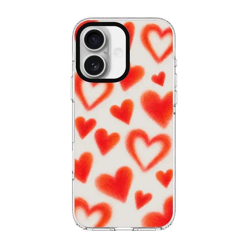 Glowing Hearts-Clear Kılıf Magsafe Özellikli - Iphone 17