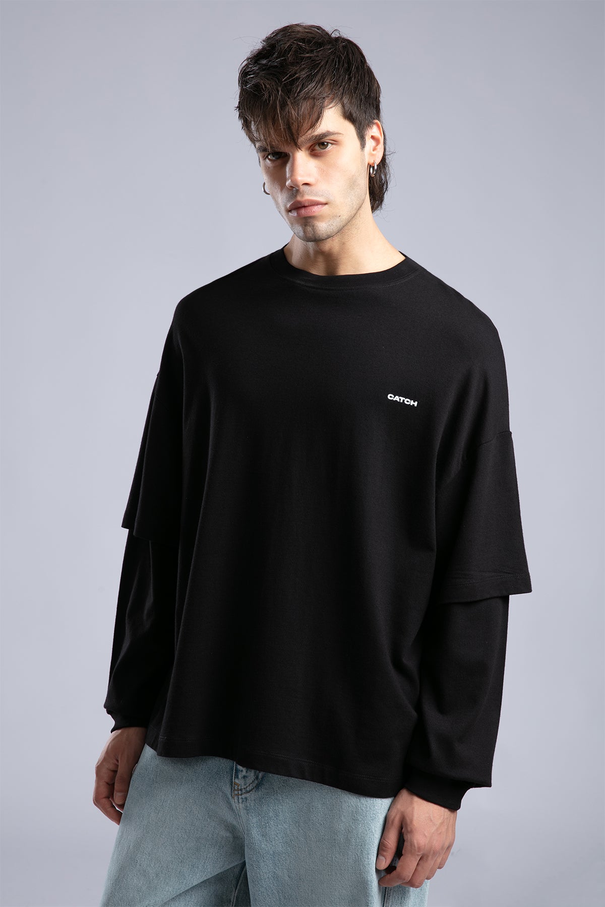 Catch-Minimal Logo Detaylı Basic İnce Sweatshirt-Sweatshirts & Hoodies-2-fleurdirect.live