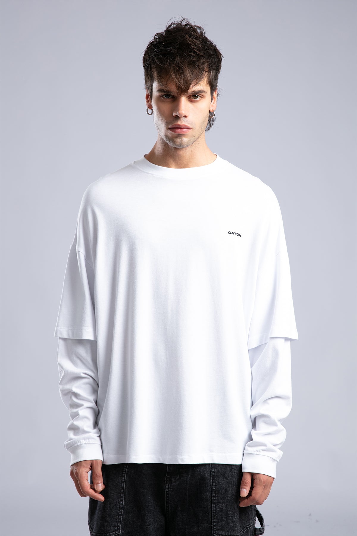 Catch-Minimal Logo Detaylı Basic İnce Sweatshirt-Sweatshirts & Hoodies-9-fleurdirect.live