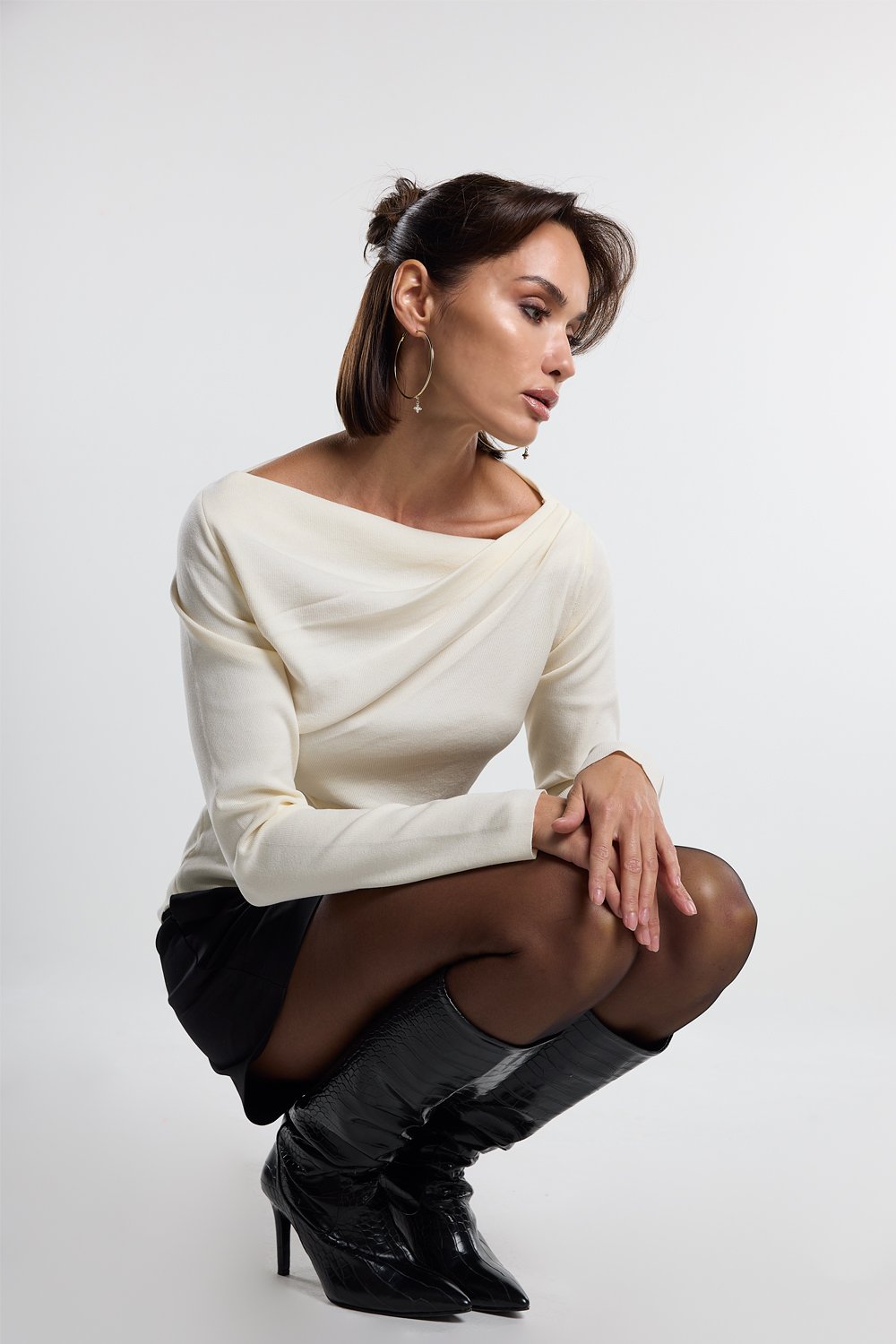 Christina's Storm-Cream Draped Light Weight Top-T-Shirts-3-fleurdirect.live