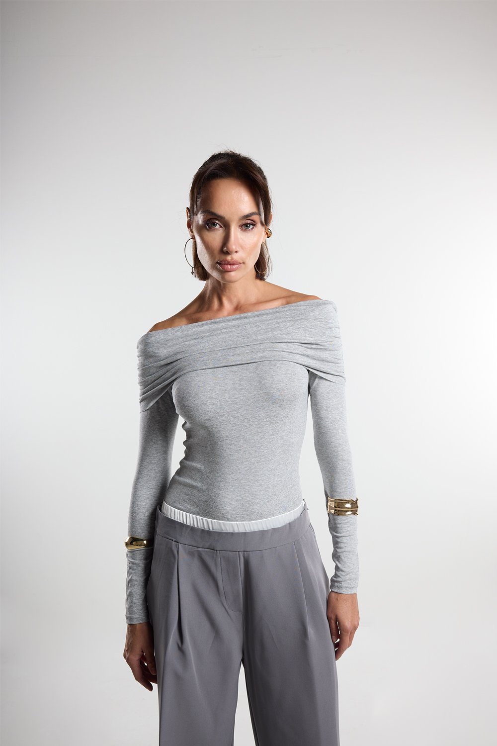 Christina's Storm-Draped Off The Shoulder Bodysuit-Bodysuit-1-fleurdirect.live