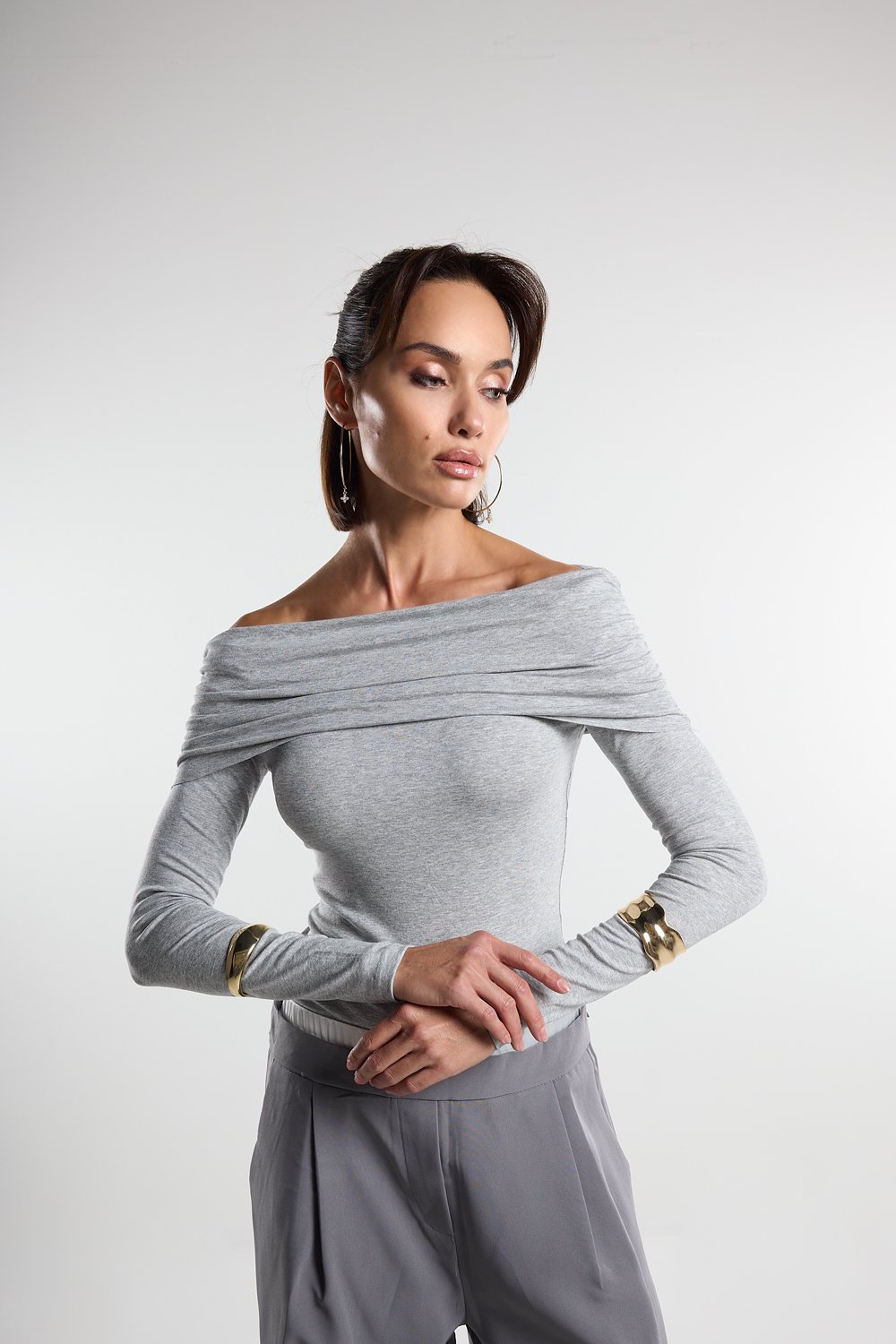 Christina's Storm-Draped Off The Shoulder Bodysuit-Bodysuit-4-fleurdirect.live