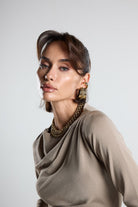 Christina's Storm-Taupe Draped Light Weight Top-T-Shirts-4-fleurdirect.live
