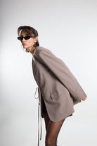 Christina's Storm-Taupe Laced Oversize Blazer-Ceket-3-fleurdirect.live