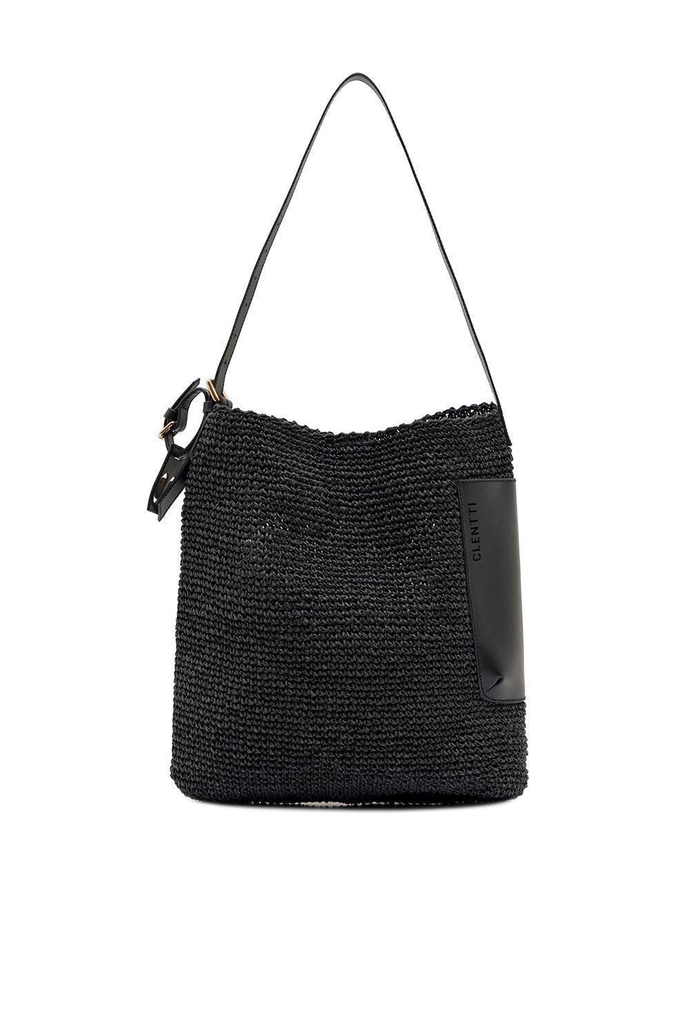 Clentti-Basic Bag Black Hasır Siyah Çanta-Omuz Çantası-1-fleurdirect.live