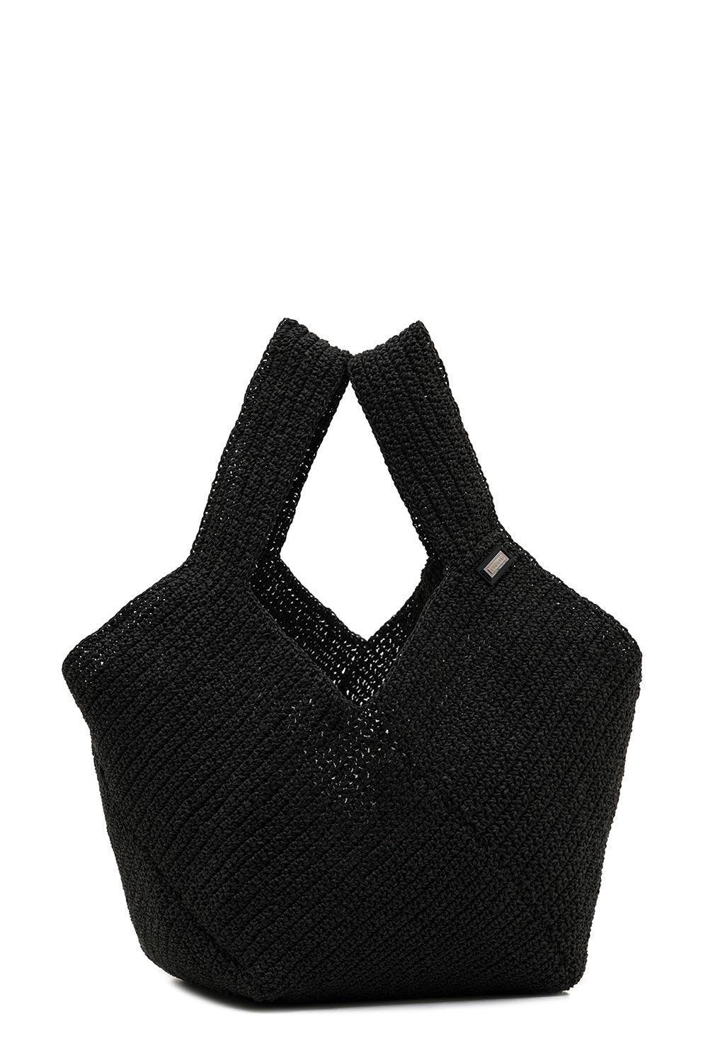 Clentti-Puzzle Bag Black / Hasır Siyah Çanta-Omuz Çantası-1-fleurdirect.live