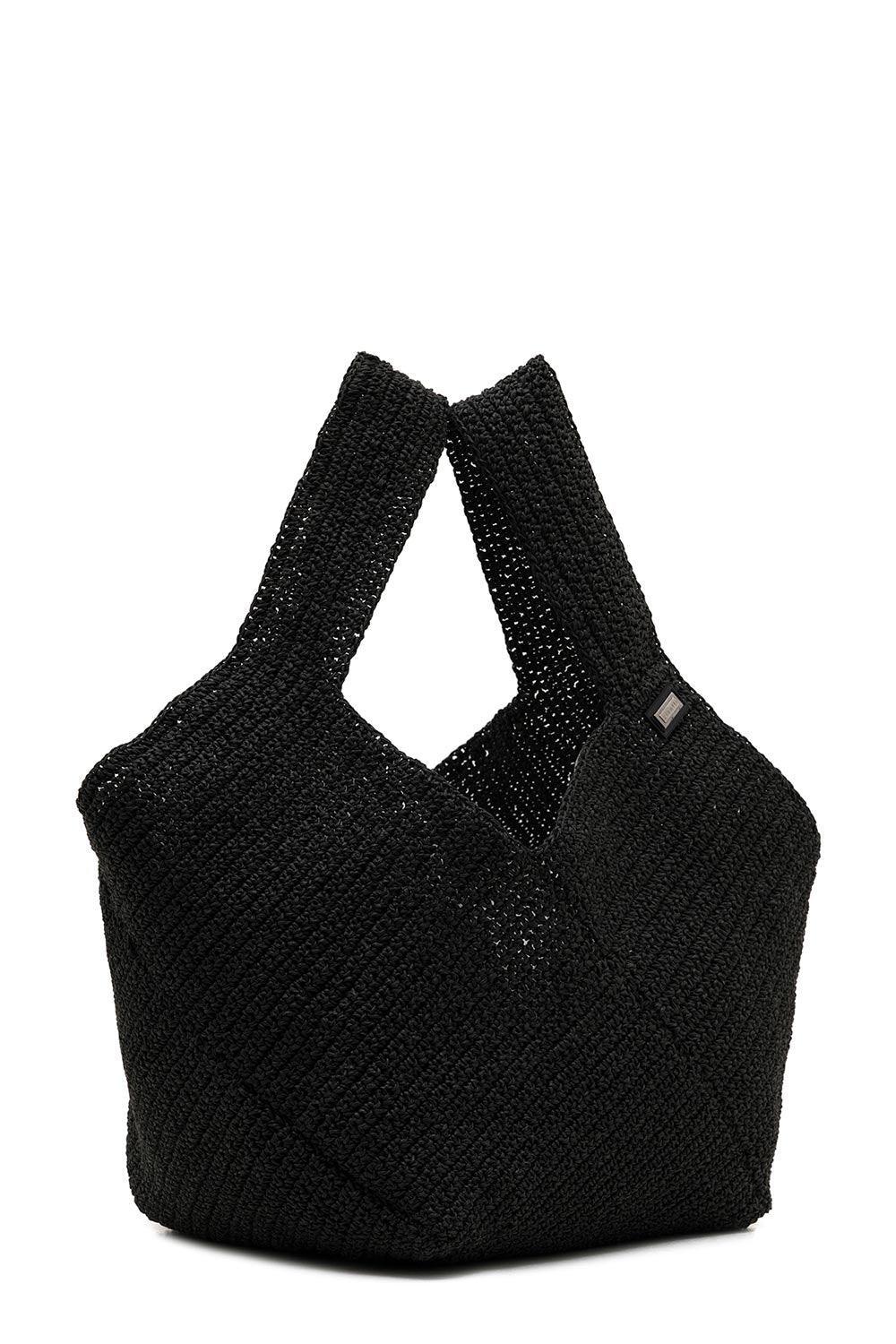 Clentti-Puzzle Bag Black / Hasır Siyah Çanta-Omuz Çantası-2-fleurdirect.live