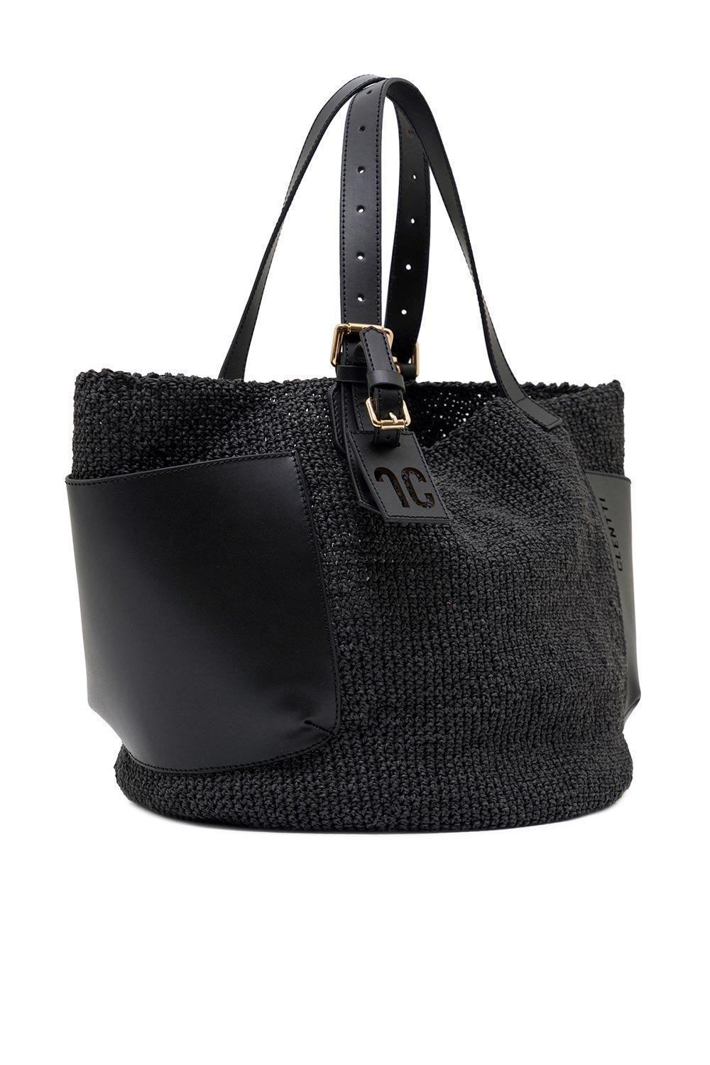 Clentti-Saddle Bag Black / Hasır Siyah Çanta-Omuz Çantası-2-fleurdirect.live