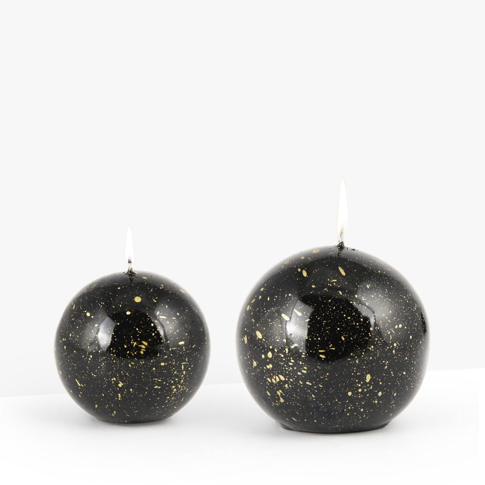 Coho Objet-Coho Lumina Yaldızlı Siyah Küre Mum 8&10 Cm 2 Li Set-Lumina Serisi Mumlar-1-fleurdirect.live