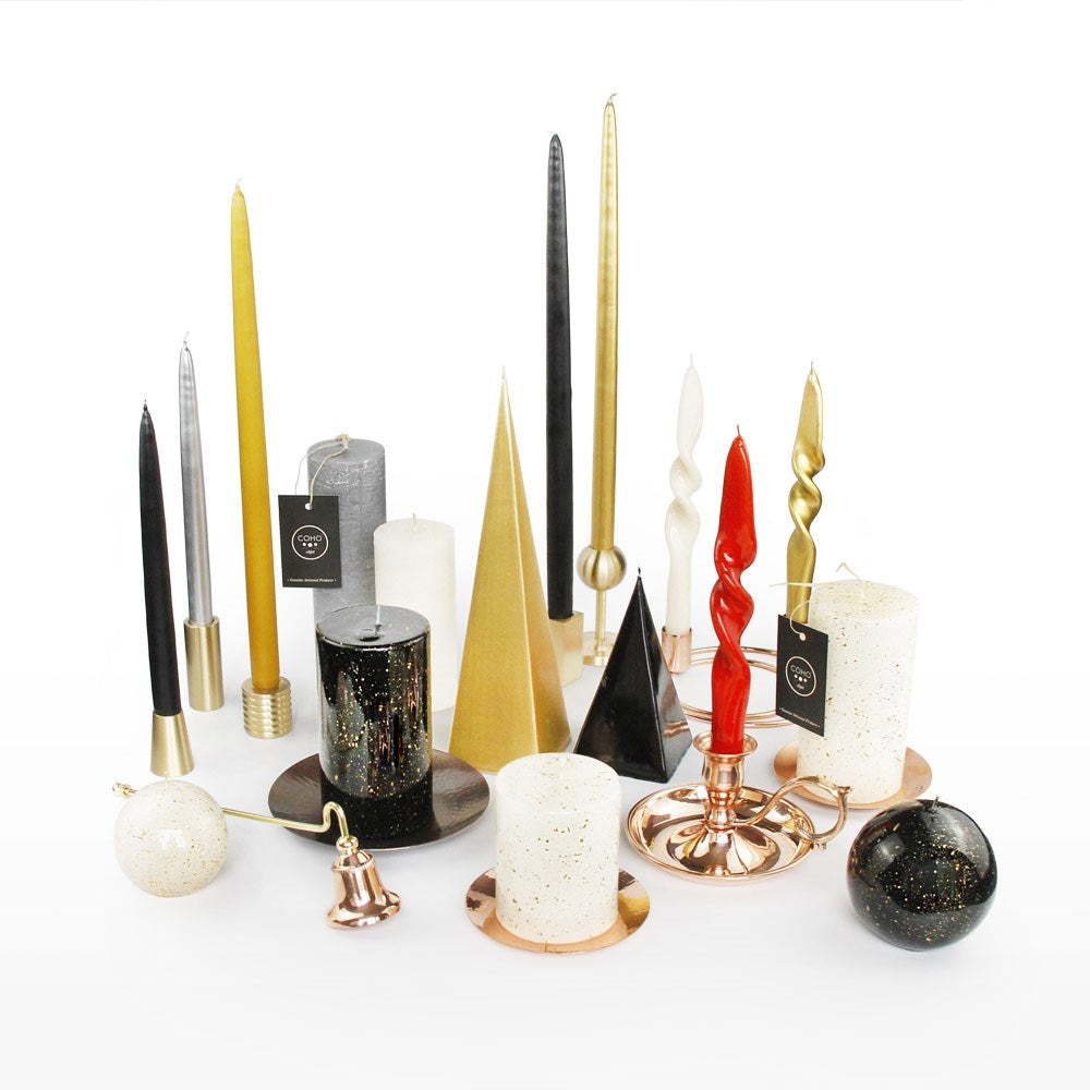 Coho Objet-Coho Lumina Yaldızlı Siyah Küre Mum 8&10 Cm 2 Li Set-Lumina Serisi Mumlar-4-fleurdirect.live